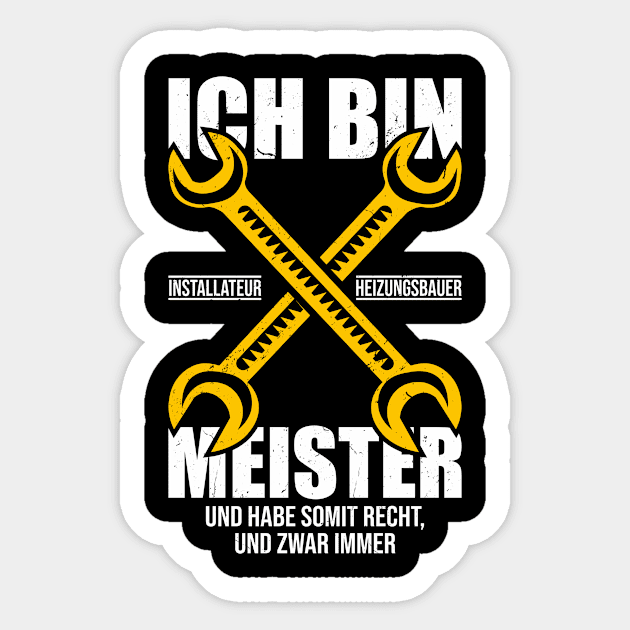 Heating engineer Master heating engineer Sticker by QQdesigns